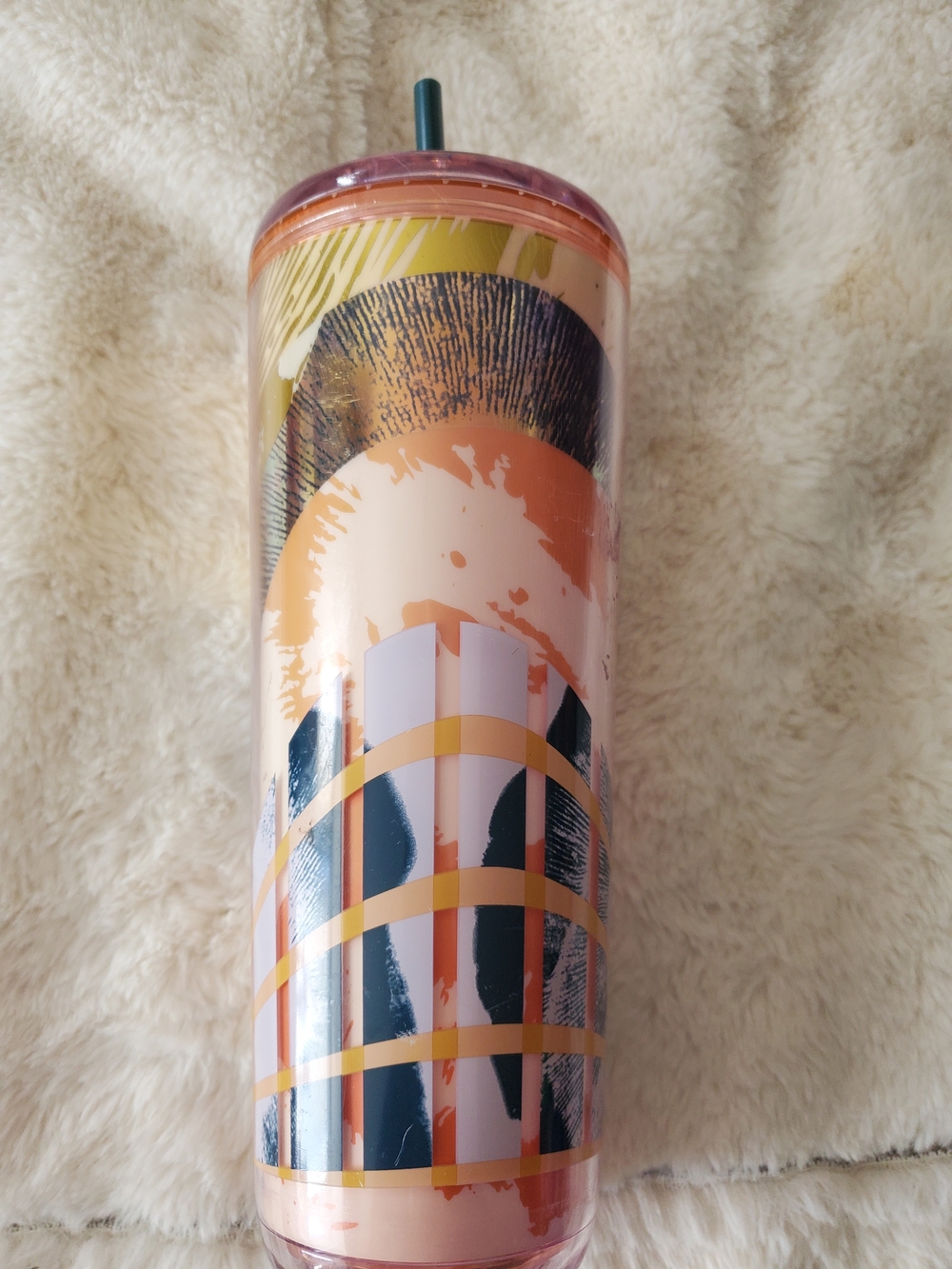 Starbucks 2024 Fall 24oz Hot Cold Pink Gold Abstract Tumbler
